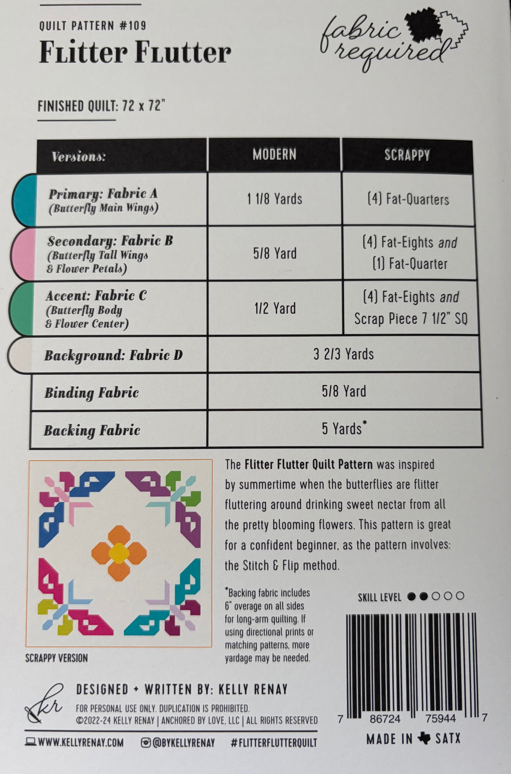 Kelly Renay Flitter Flutter Pattern