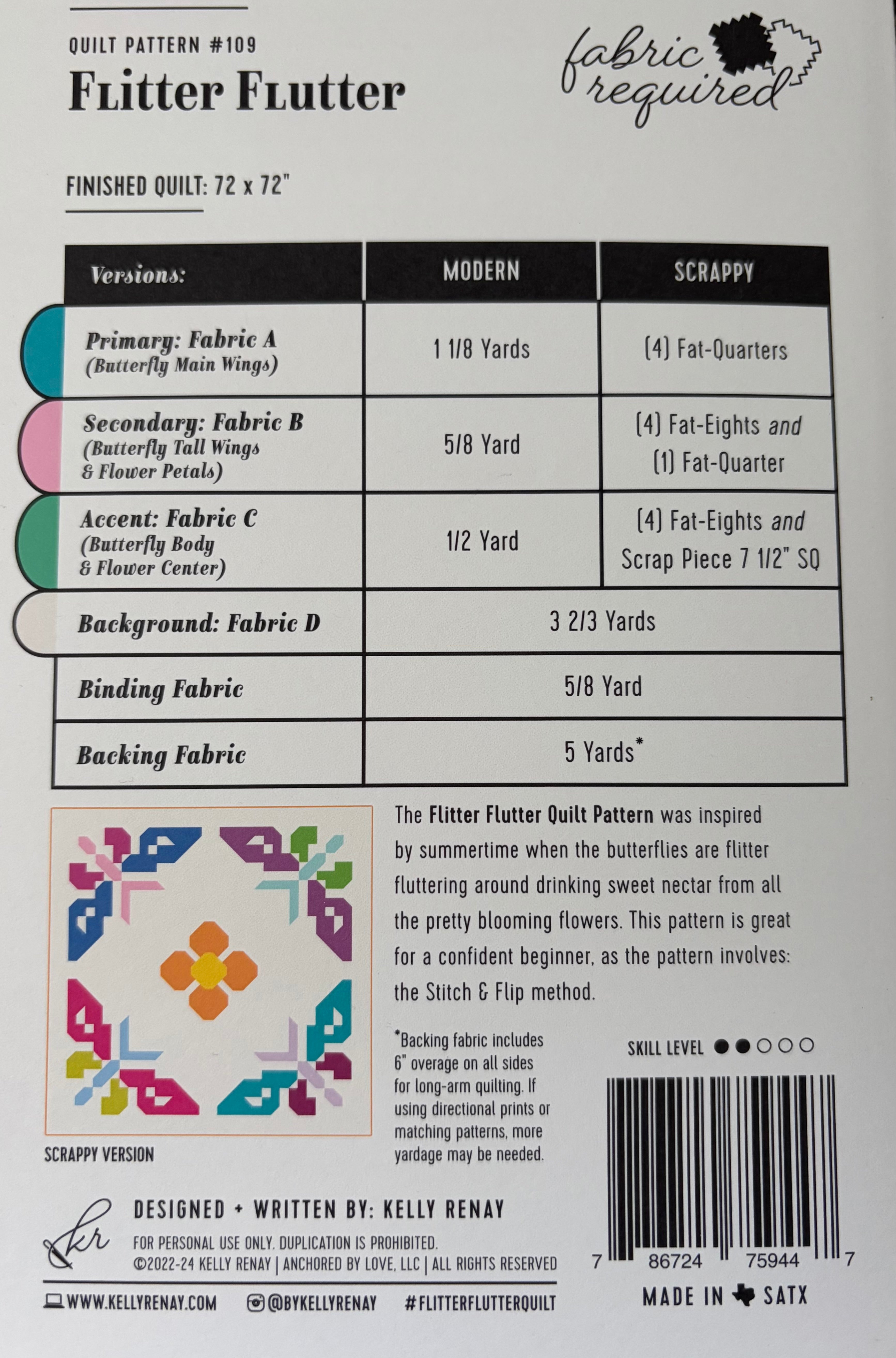 Kelly Renay Flitter Flutter Pattern