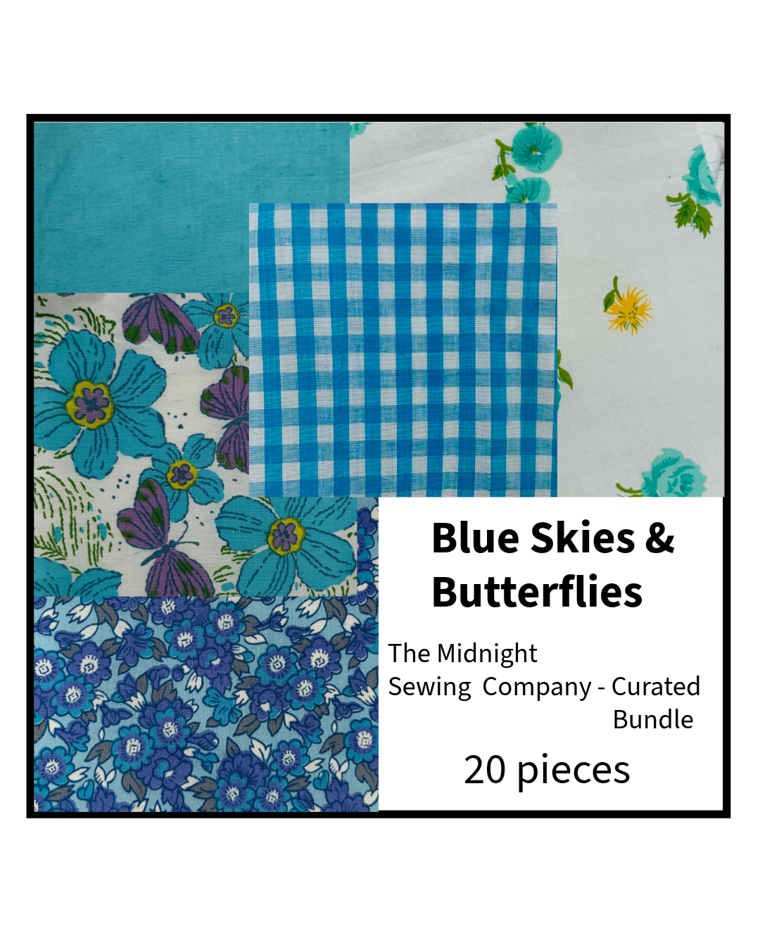 Blue Skies & Butterflies- Curated Fabric Bundle by The Midnight Sewing Company