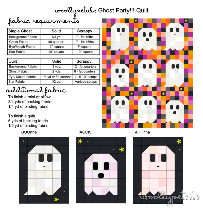 Ghost Party Quilt Pattern- WoolyPetals