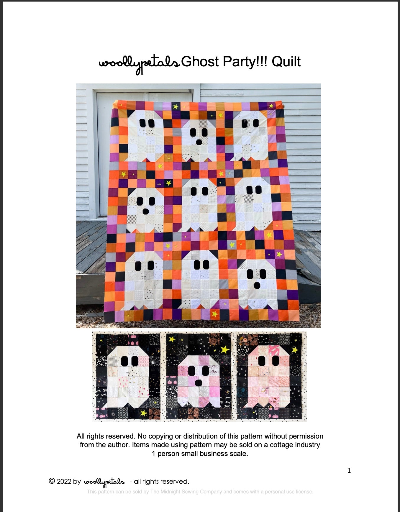 Ghost Party Quilt Pattern- WoolyPetals