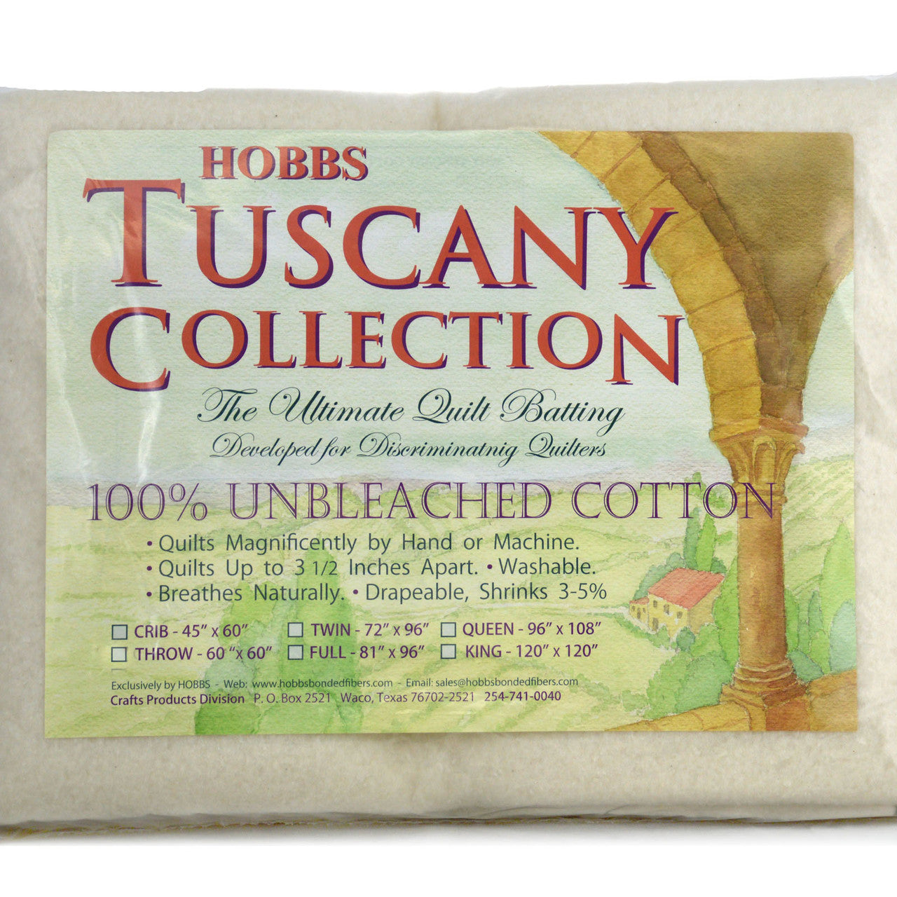 Hobbs Tuscany Collection Unbleached Cotton Batting