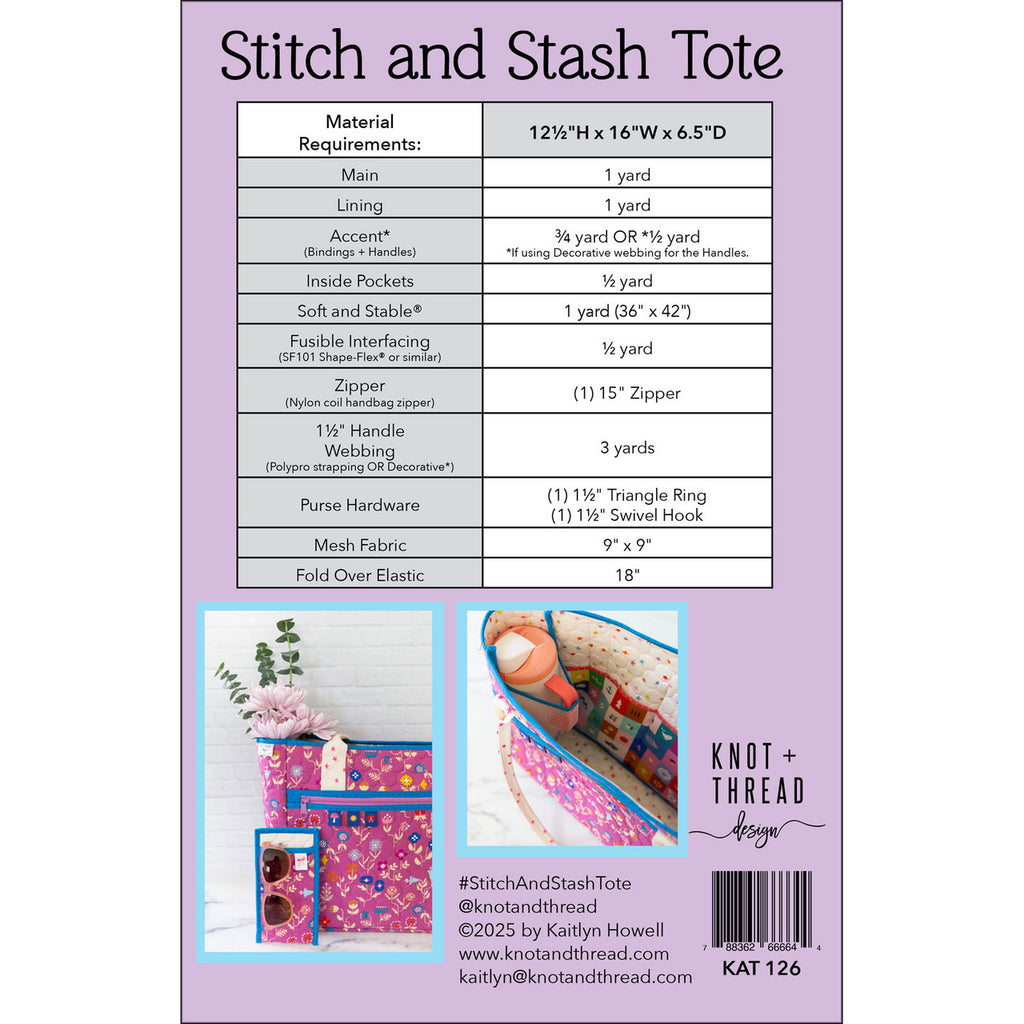 Knot and Thread Stitch & Stash Tote Pattern