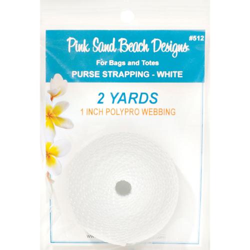 Purse Strapping 1" x 2yd White- Pink Sand Beach Designs