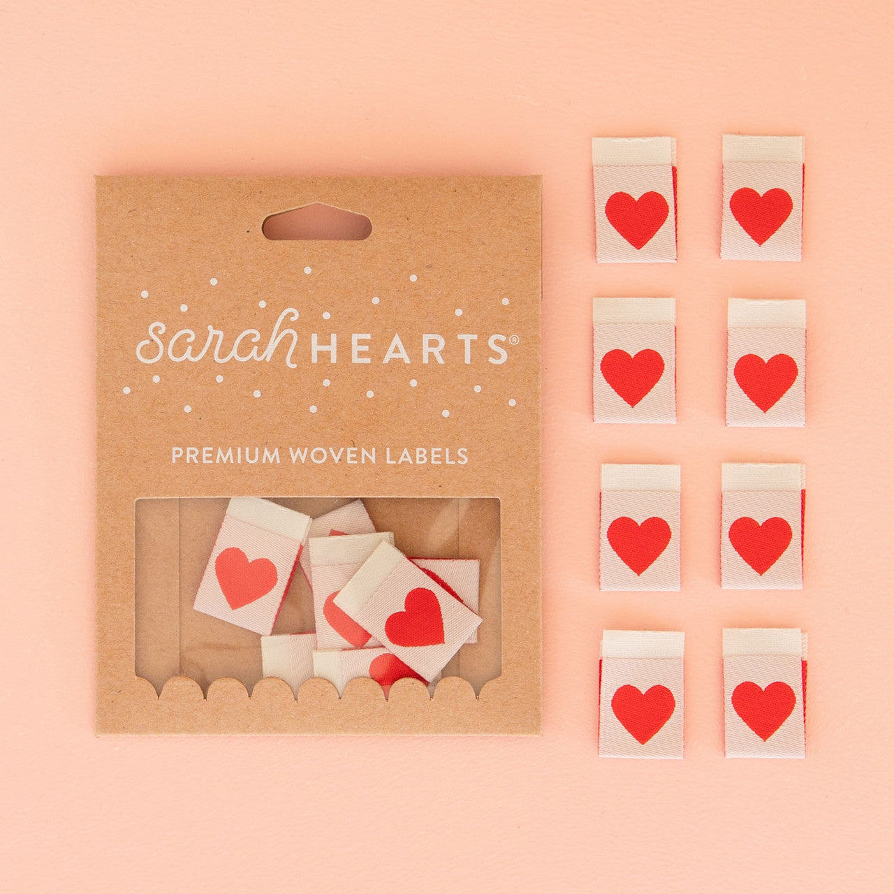 Red Hearts Sew In Labels- Sarah Hearts